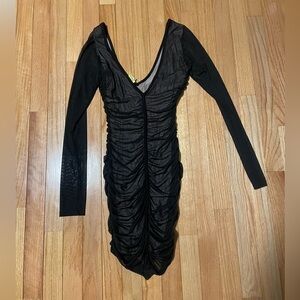 A+ Ellen Black Mesh Long Sleeve Dress Size Small